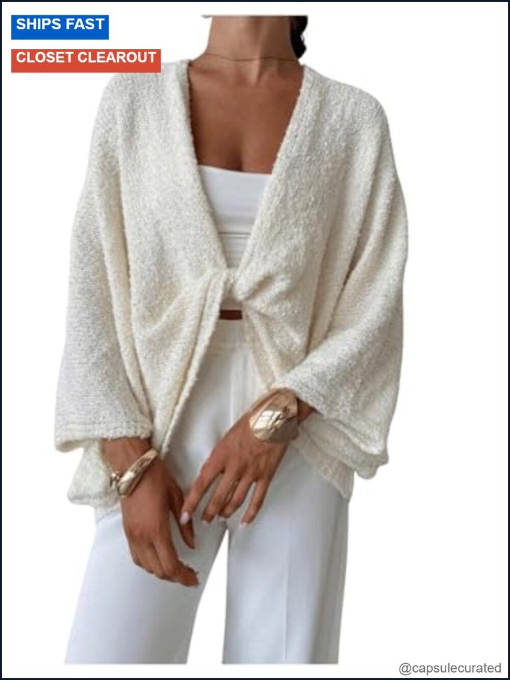 Women's Cropped Wrap Sweater Bat Wing Knit Poncho Tops